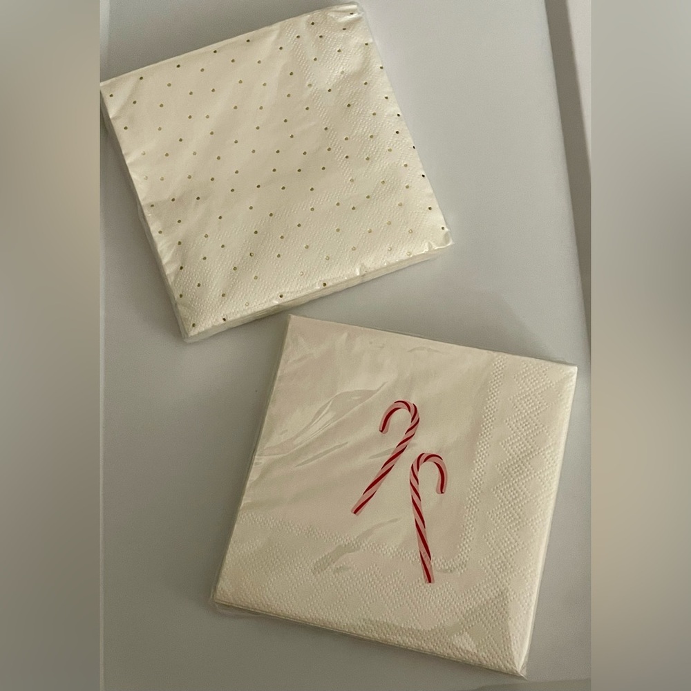 Sugar Paper Gold Polka Dot + Candy Cane Paper Cocktail Napkins